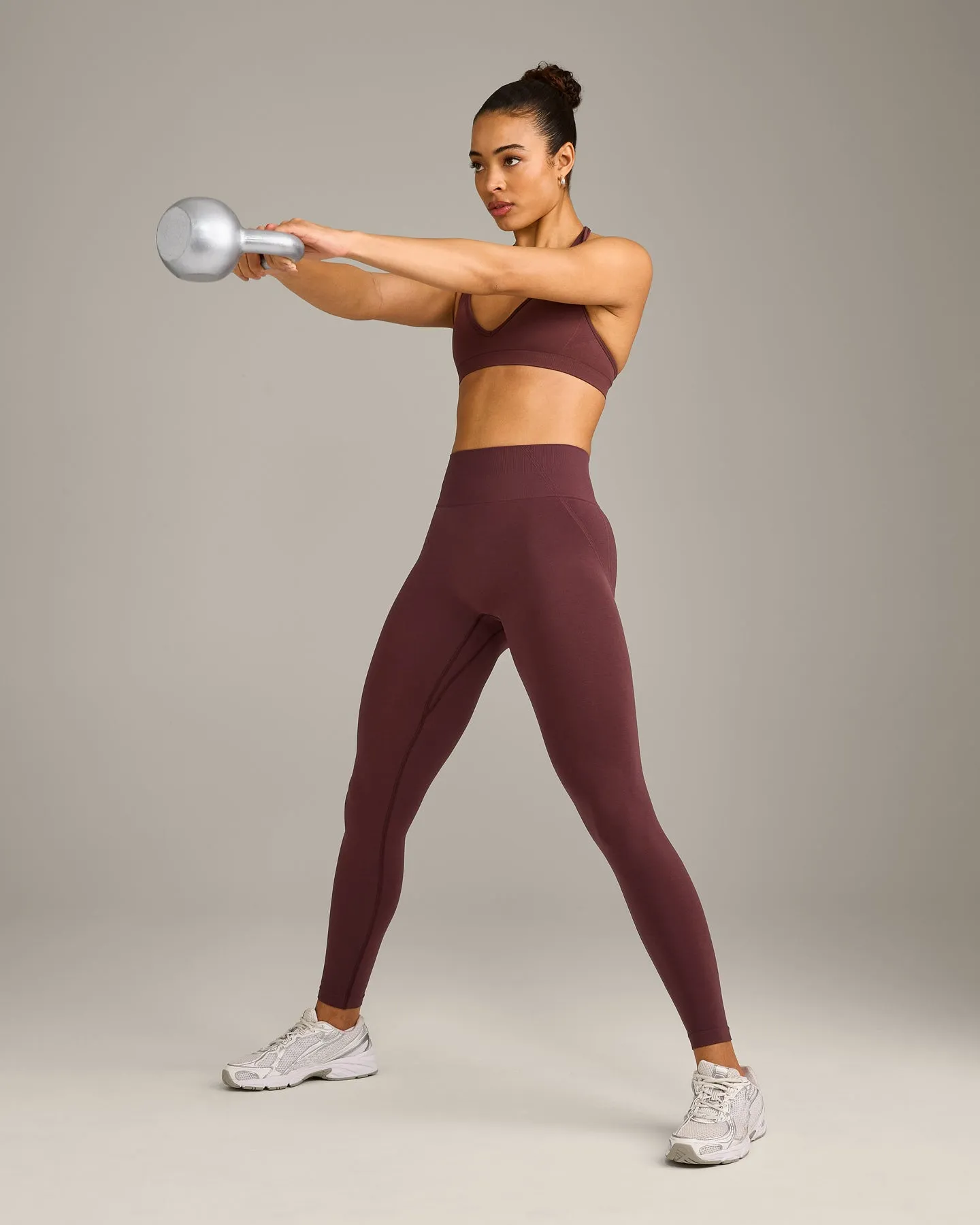 EffortlessLift™ Seamless Leggings with Gray Logo | Velvet Mocha sold by Oner Active product image thumbnail 3