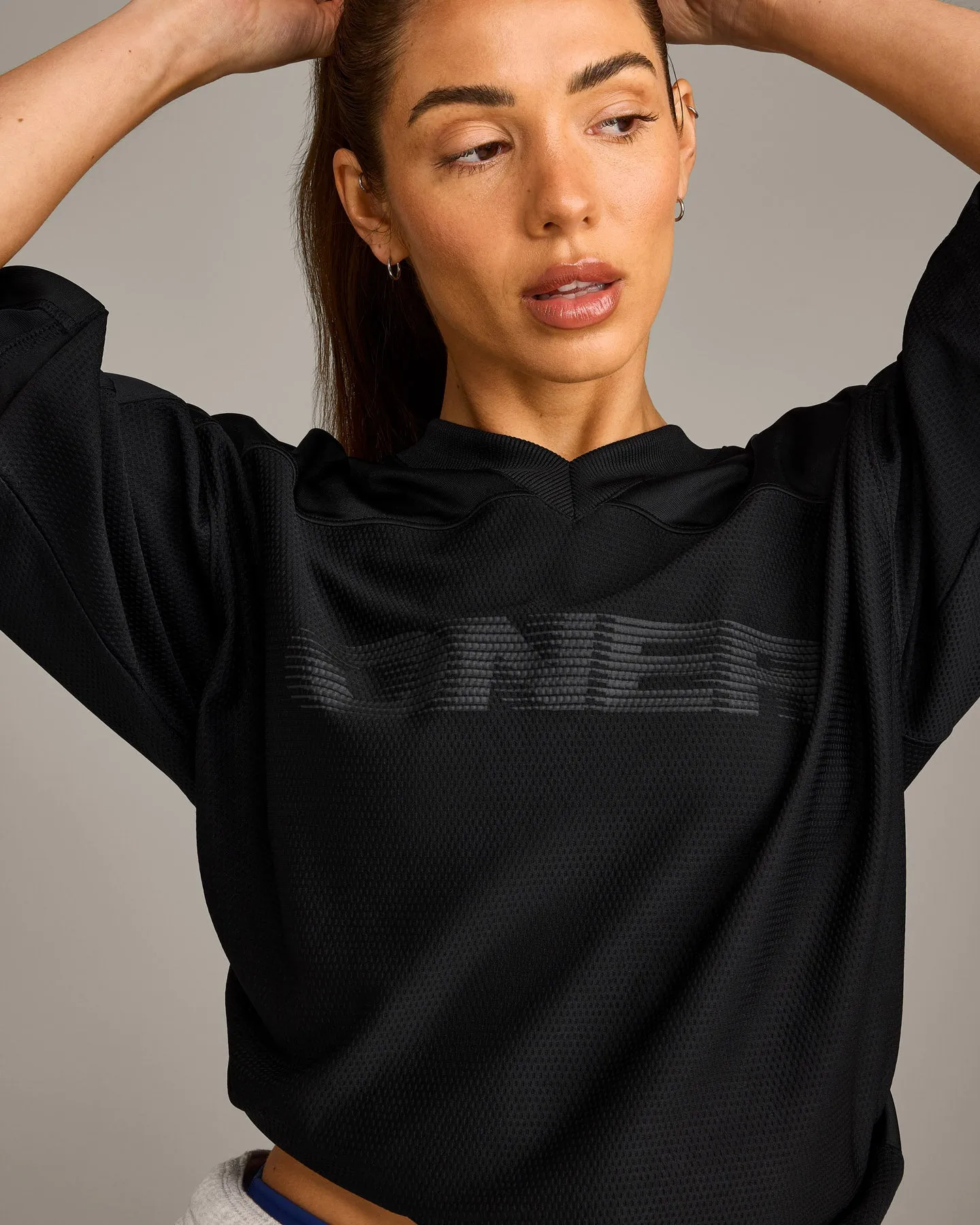 Oversized V Neck T-Shirt with Oner Graphic | Black sold by Oner Active product image thumbnail 4