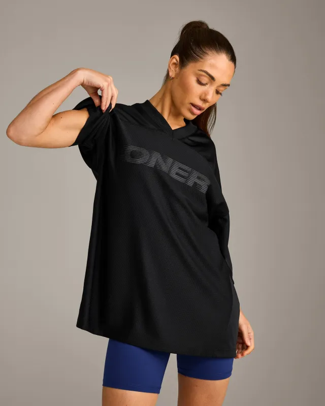 Oversized V Neck T-Shirt with Oner Graphic | Black made by Oner Active