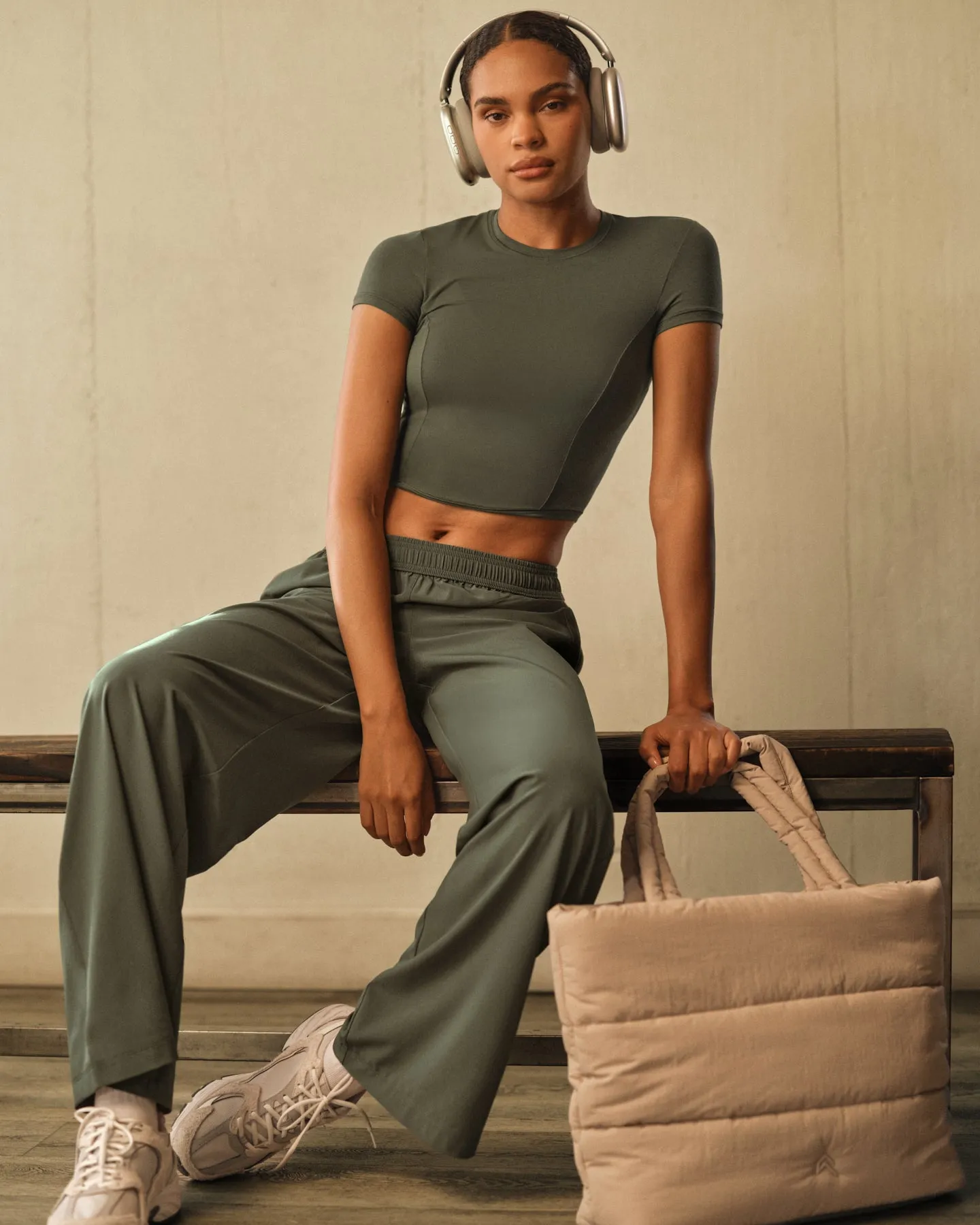 Mellow™ Motion Crew Neck Mid Top | Dark Khaki sold by Oner Active product image thumbnail 2