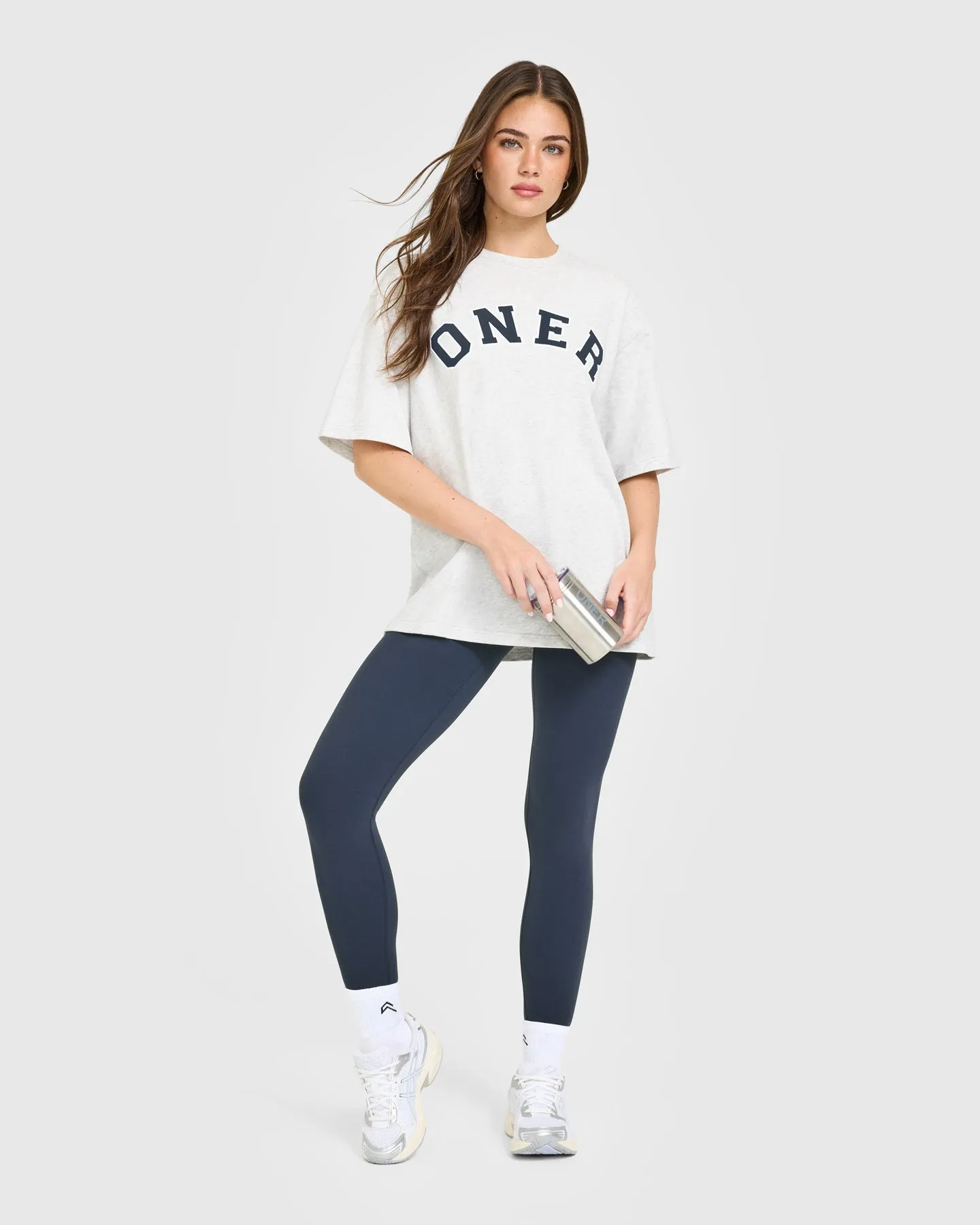 Oversized Oner Girlfriend Washed T-Shirt | Light Grey Marl sold by Oner Active product image thumbnail 3
