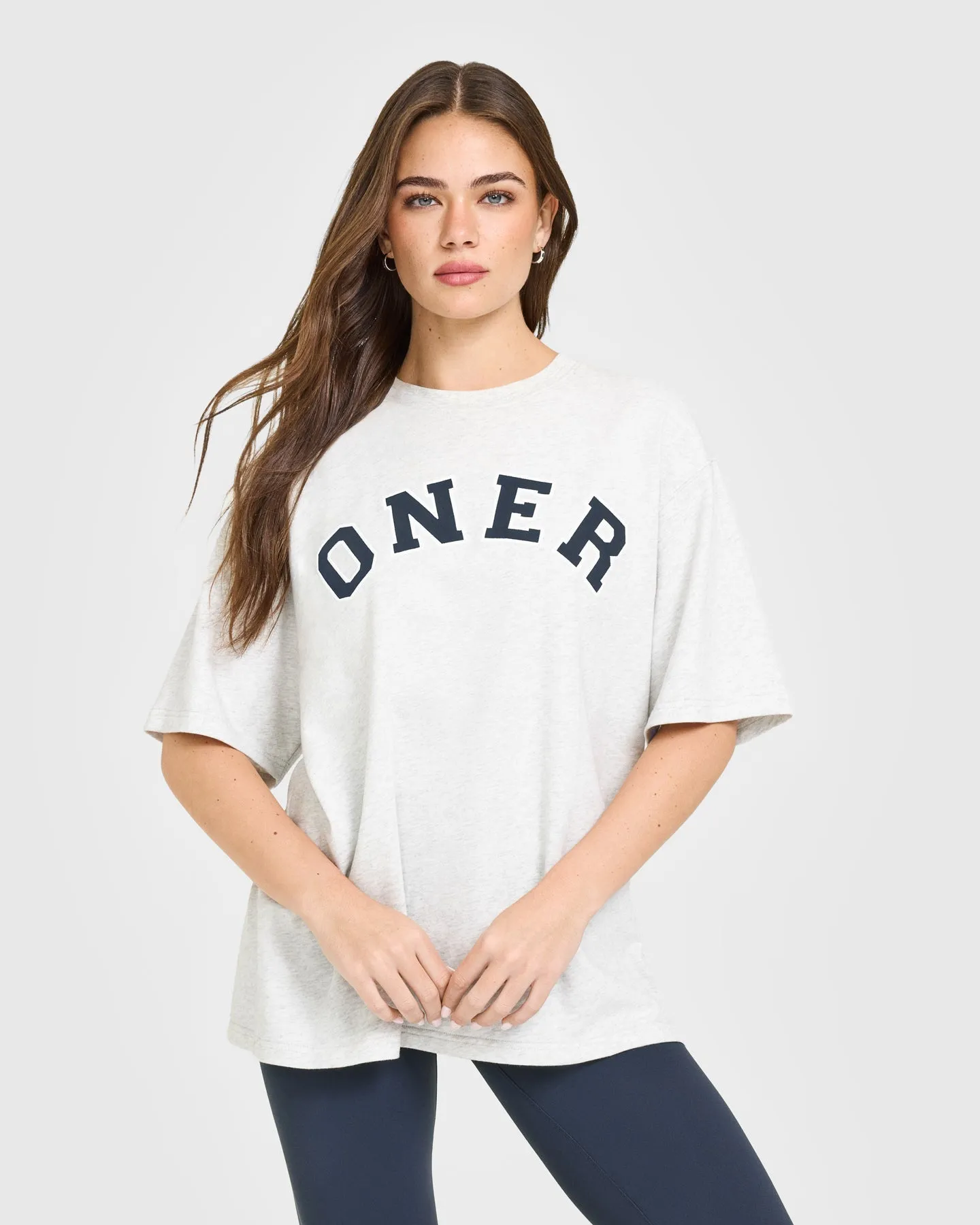 Oversized Oner Girlfriend Washed T-Shirt | Light Grey Marl sold by Oner Active