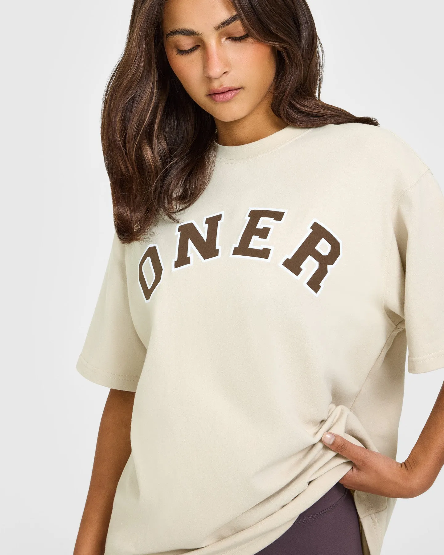 Oversized Oner Girlfriend Washed T-Shirt | Sand sold by Oner Active product image thumbnail 3