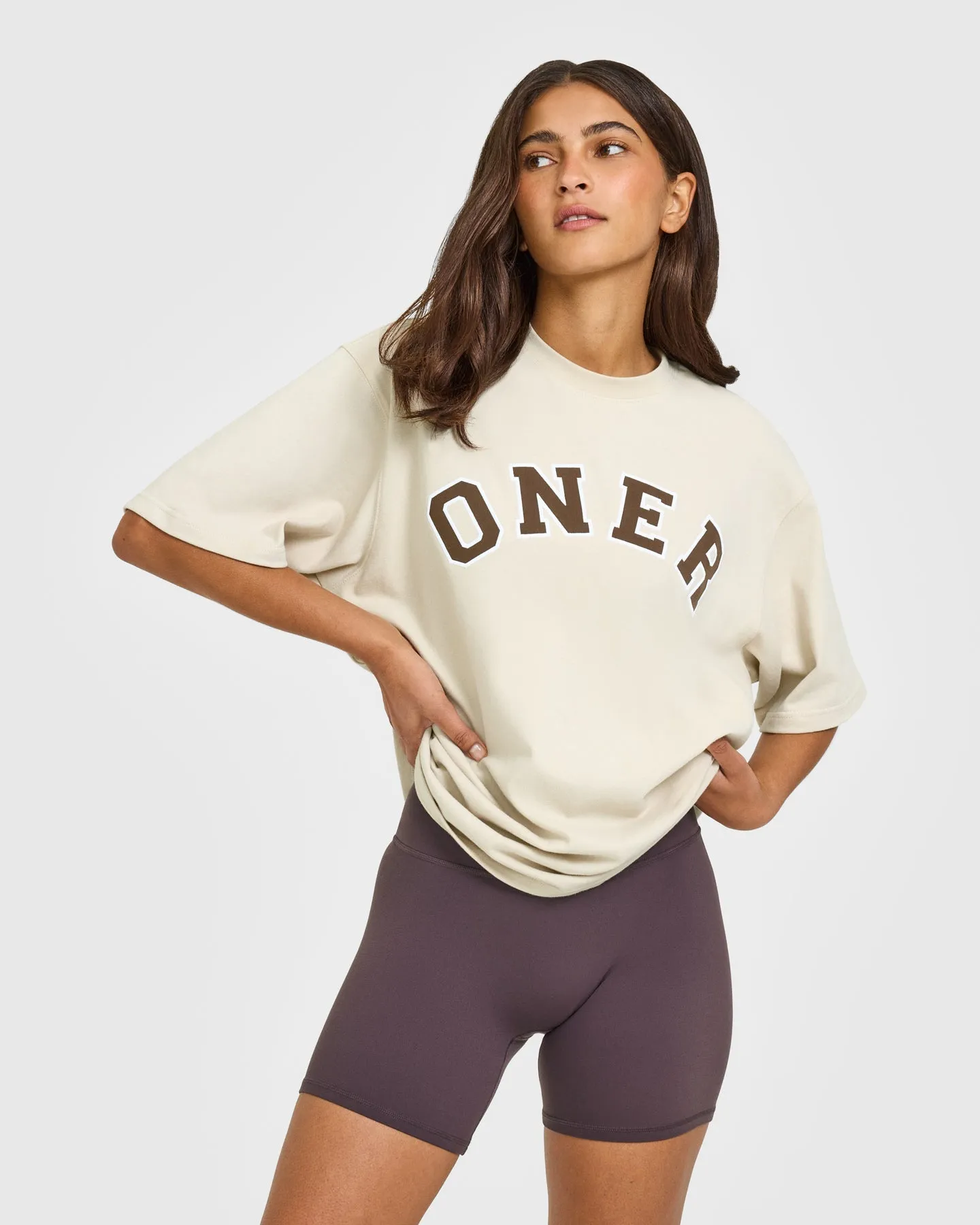 Oversized Oner Girlfriend Washed T-Shirt | Sand sold by Oner Active