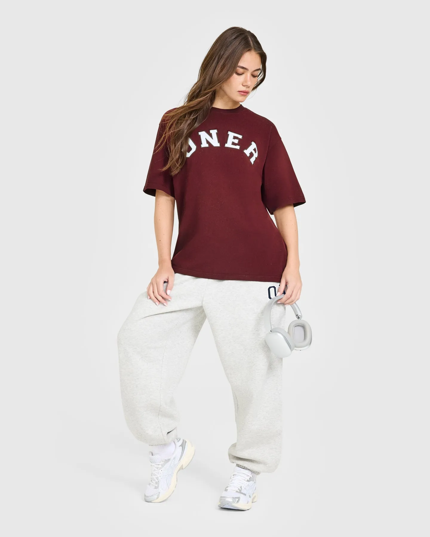 Oversized Oner Girlfriend Washed T-Shirt | Rosewood sold by Oner Active product image thumbnail 3