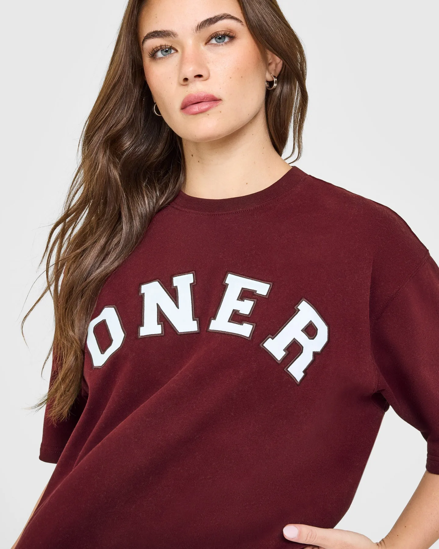 Oversized Oner Girlfriend Washed T-Shirt | Rosewood sold by Oner Active product image thumbnail 5