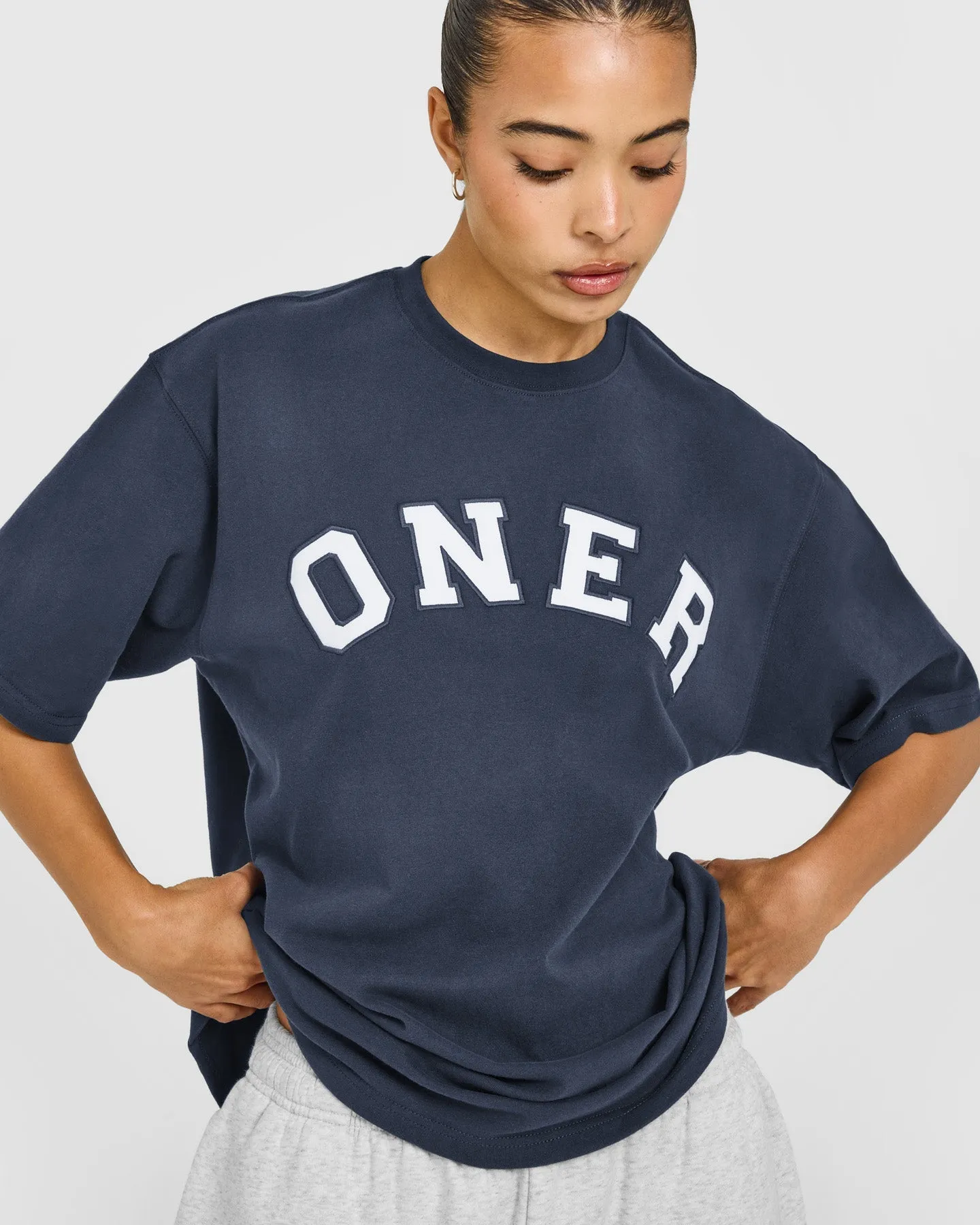 Oversized Oner Girlfriend Washed T-Shirt | True Blue sold by Oner Active product image thumbnail 2