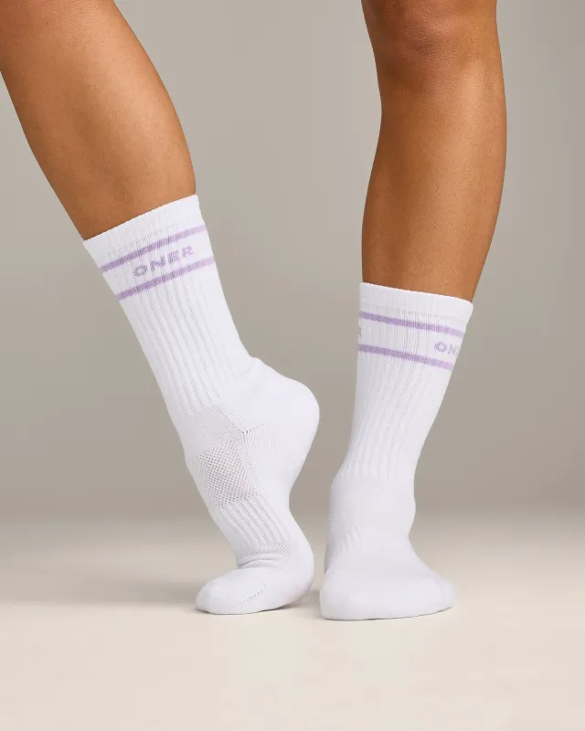 Varsity Stripe Long Crew Socks 1 Pack | Lavender Purple made by Oner Active