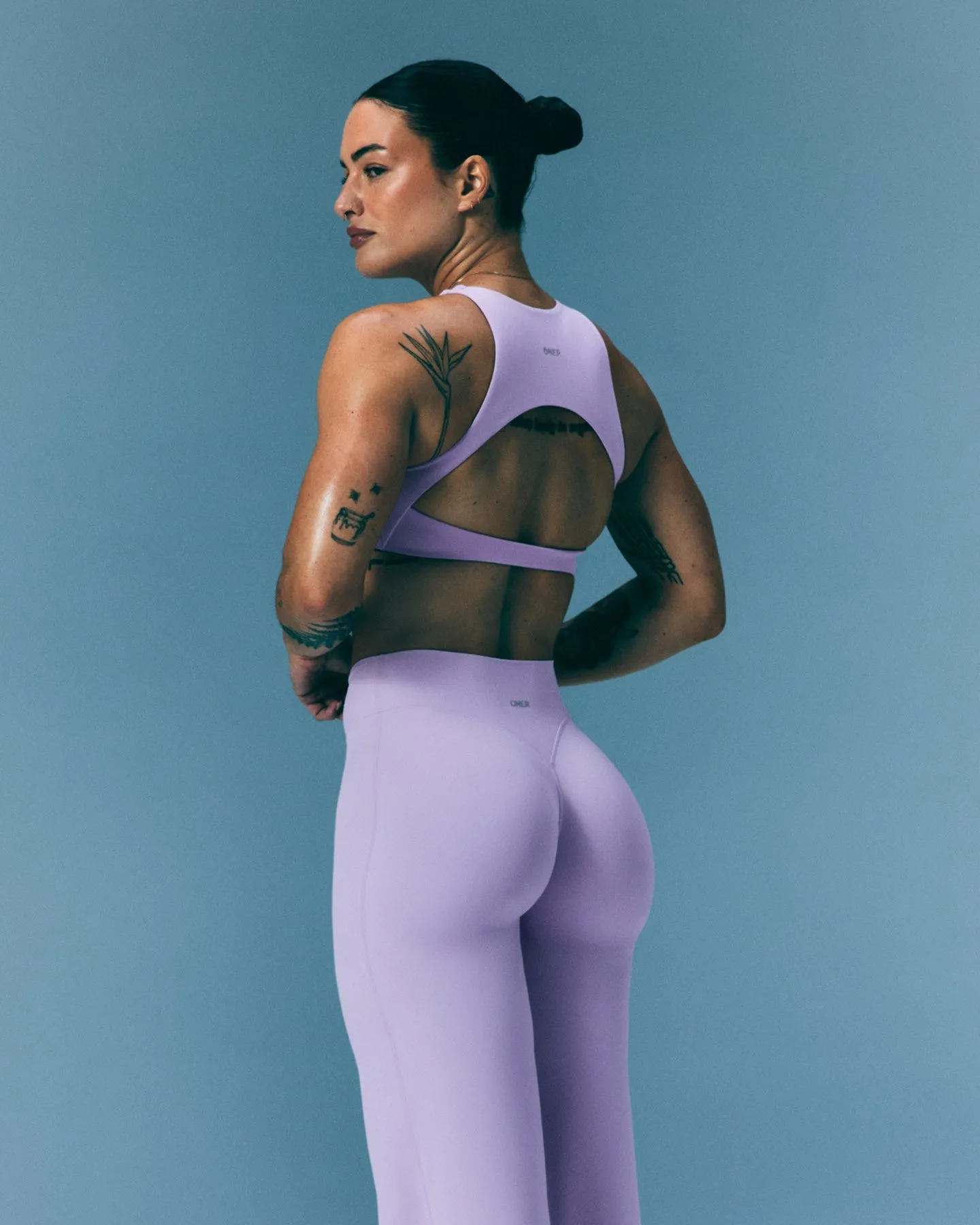 SoftMotion™ High Neck Sports Bra with Grey Logo | Lavender Purple sold by Oner Active product image thumbnail 2