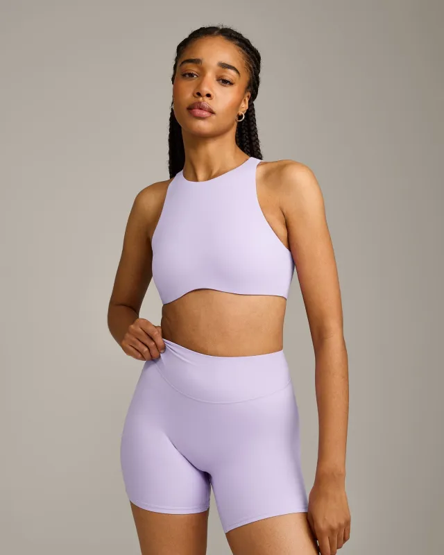 SoftMotion™ High Neck Sports Bra with Grey Logo | Lavender Purple made by Oner Active
