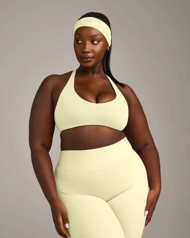 SoftMotion™ Bralette with Grey Logo | Pastel Yellow made by Oner Active