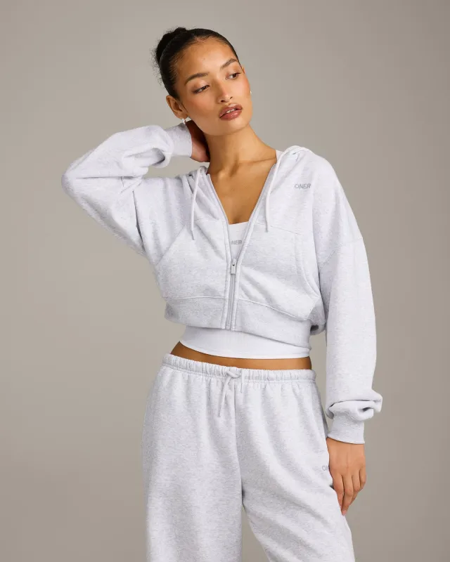 Foundations All Season Cropped Zip Through Hoodie | Grey Marl made by Oner Active