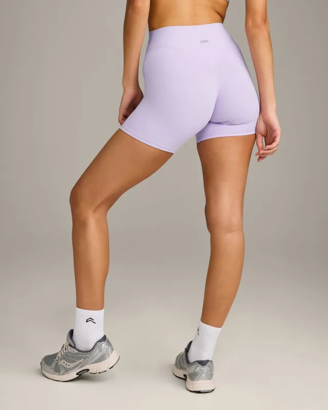 SoftMotion™ High Waisted Shorts 6" with Grey Logo | Lavender Purple made by Oner Active