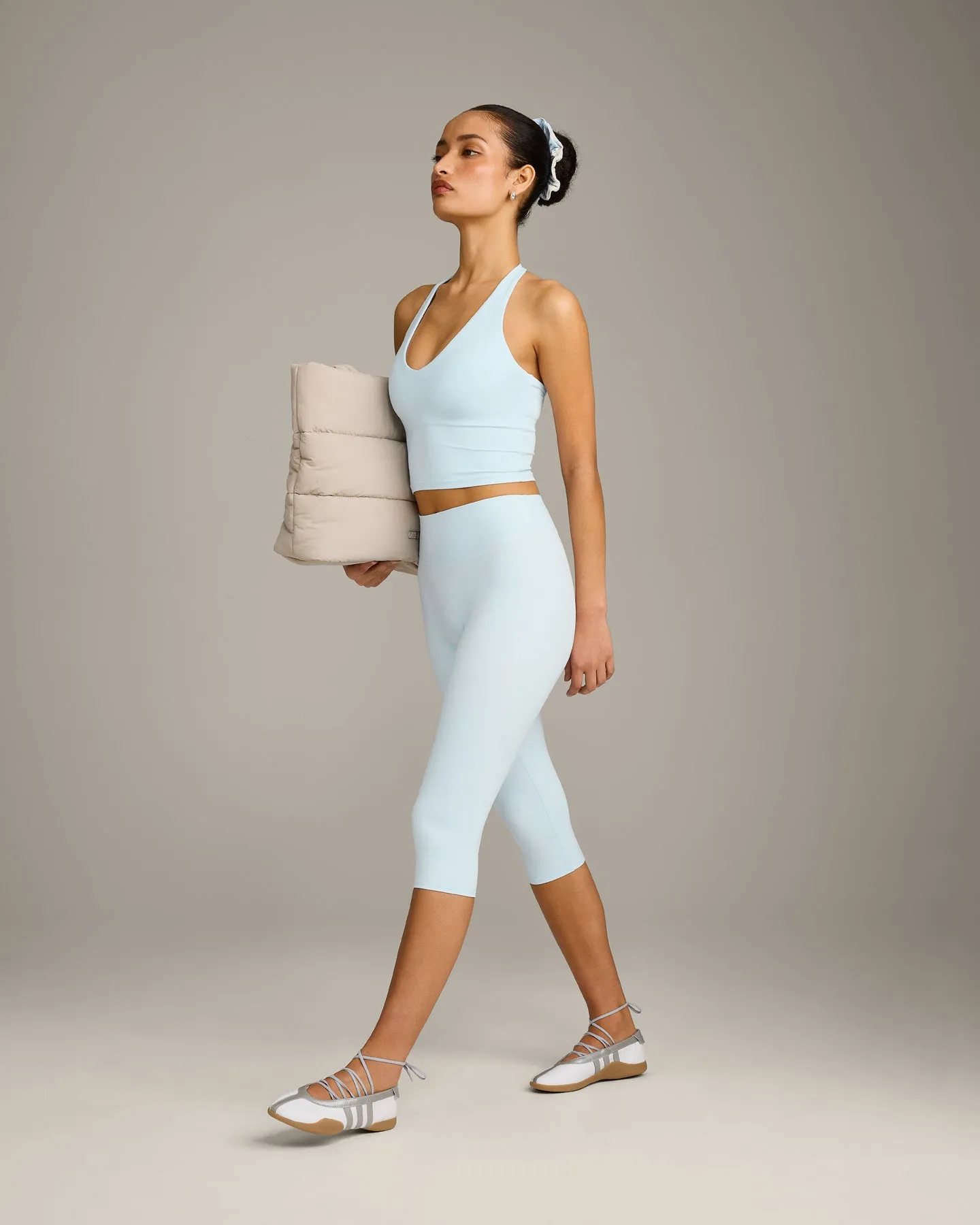 SoftMotion™ High Waisted Capri Leggings with Grey Logo | Cloud Blue sold by Oner Active product image thumbnail 2