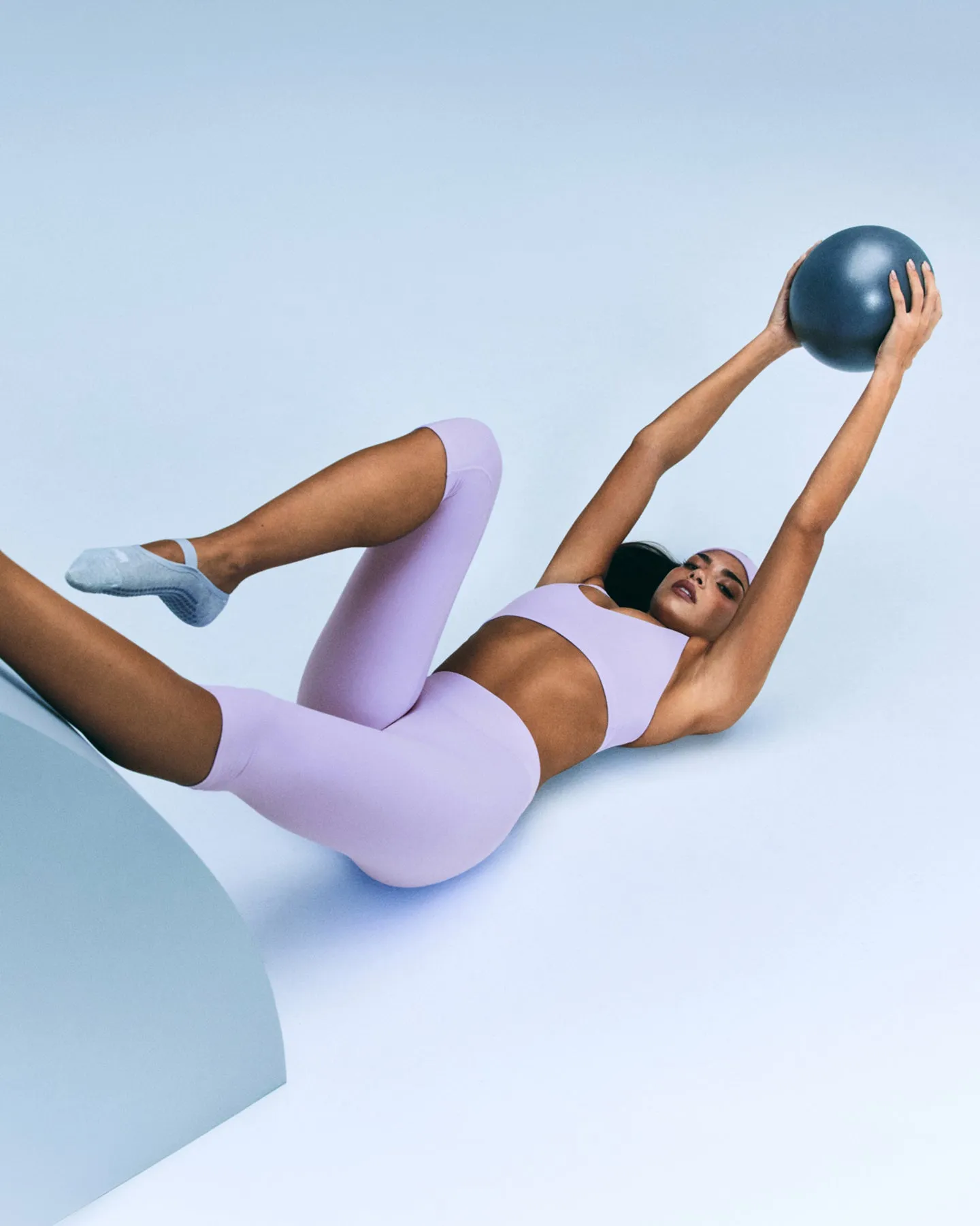 SoftMotion™ High Waisted Capri Leggings with Grey Logo | Lavender Purple sold by Oner Active product image thumbnail 2