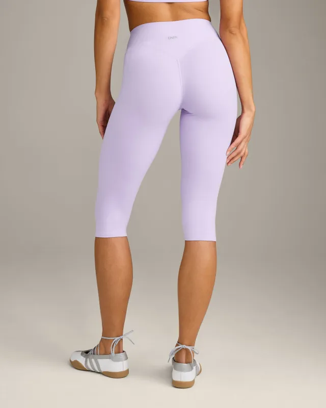 SoftMotion™ High Waisted Capri Leggings with Grey Logo | Lavender Purple made by Oner Active