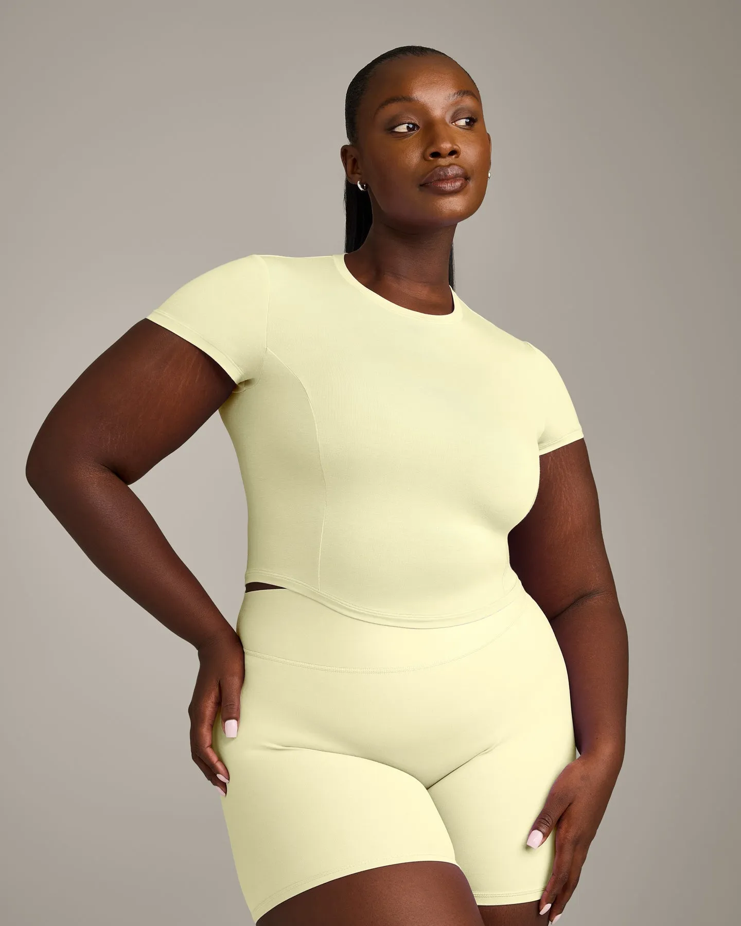 Mellow™ Motion Crew Neck Mid Top | Pastel Yellow sold by Oner Active