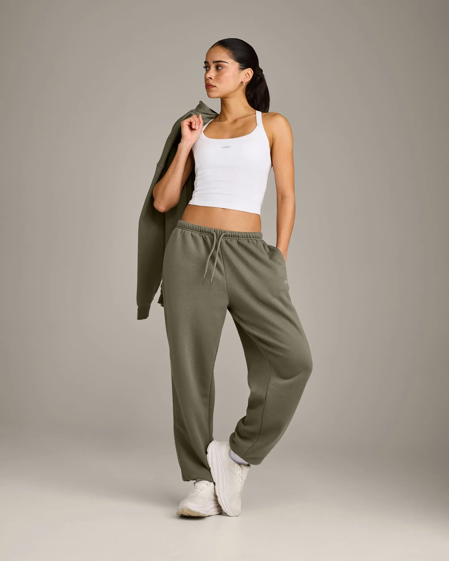 Mellow™ Rib Racer Back Mid Vest with Built in Bra Shelf | White sold by Oner Active product image thumbnail 3