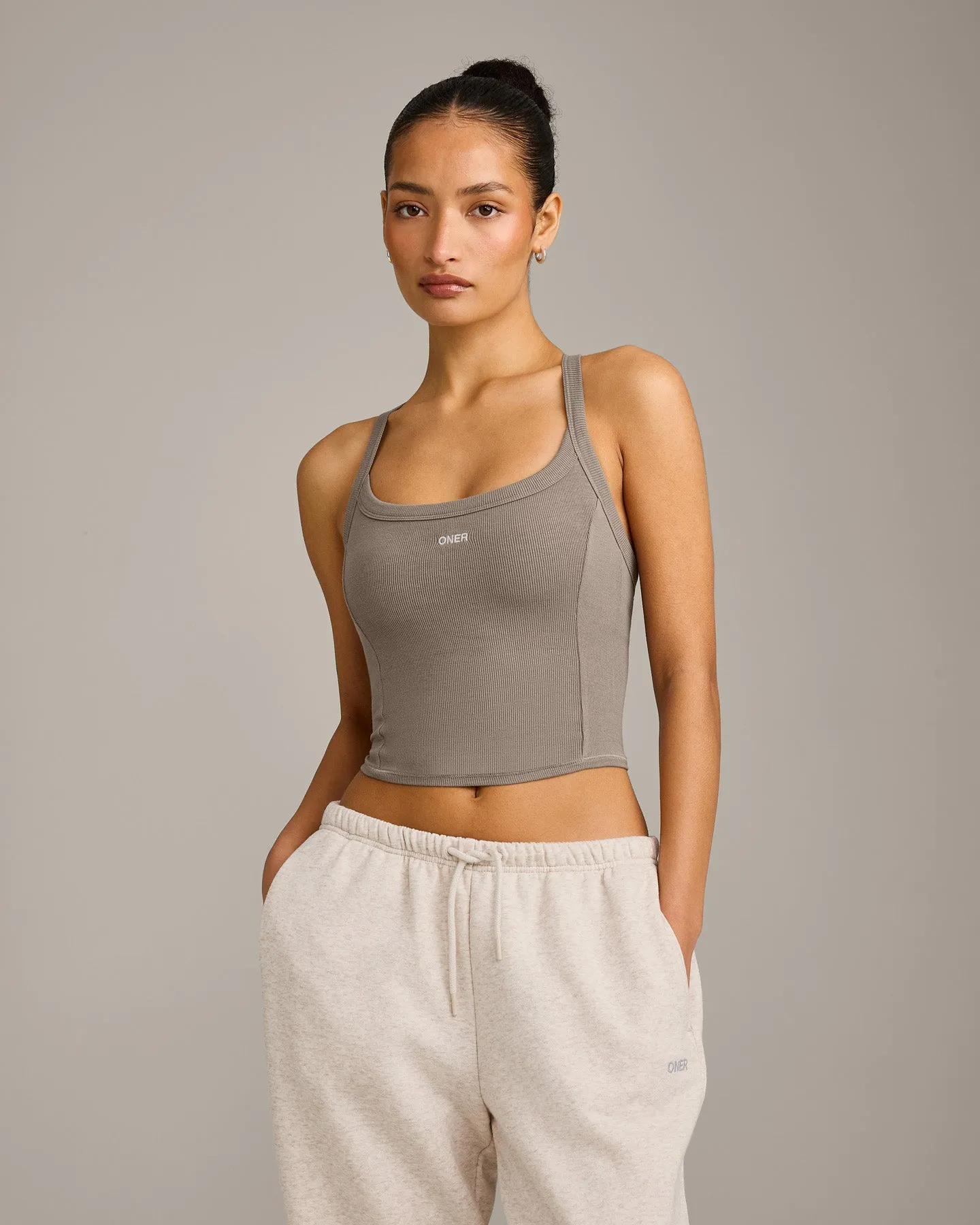 Mellow™ Rib Racer Back Mid Vest with Built in Bra Shelf | Warm Minky sold by Oner Active