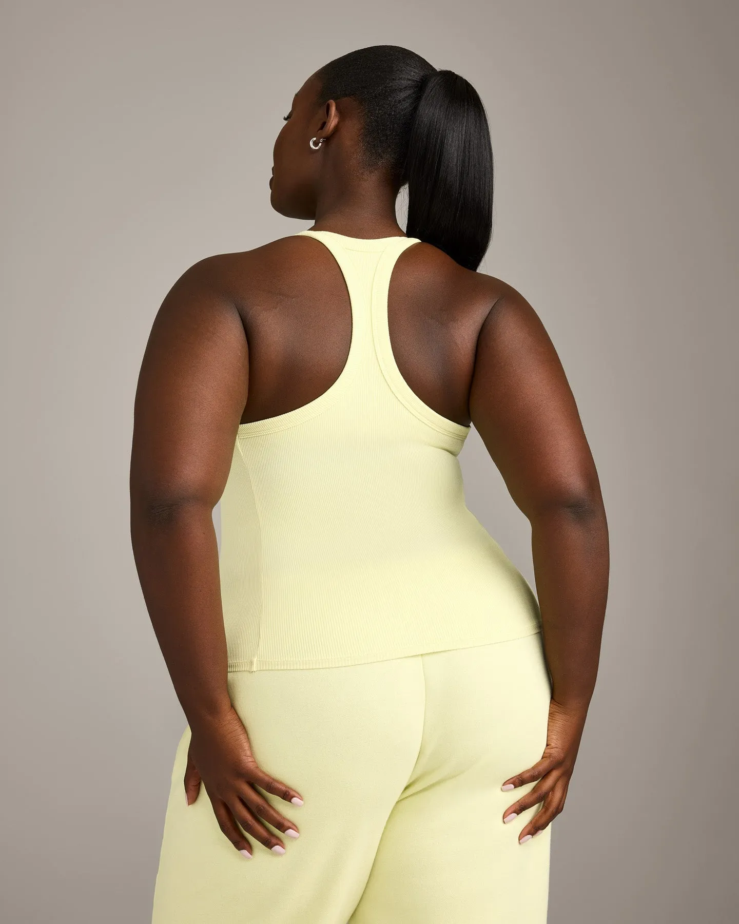 Mellow™ Rib Racer Back Vest with Built in Bra Shelf | Pastel Yellow sold by Oner Active product image thumbnail 5
