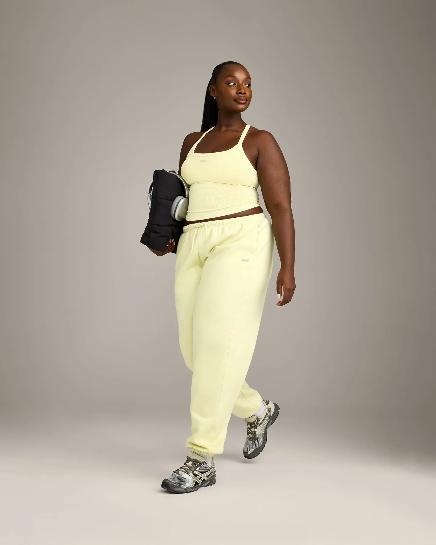 Mellow™ Rib Racer Back Vest with Built in Bra Shelf | Pastel Yellow sold by Oner Active product image thumbnail 3