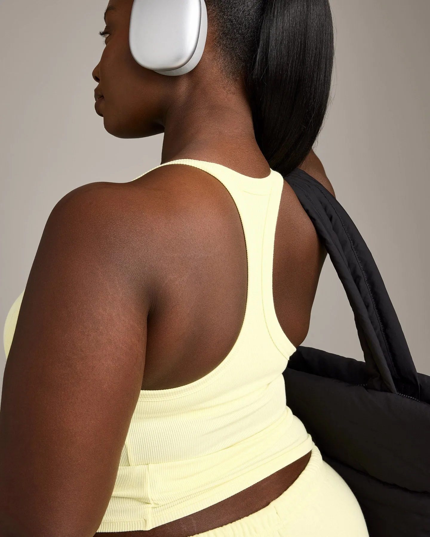 Mellow™ Rib Racer Back Vest with Built in Bra Shelf | Pastel Yellow sold by Oner Active product image thumbnail 4
