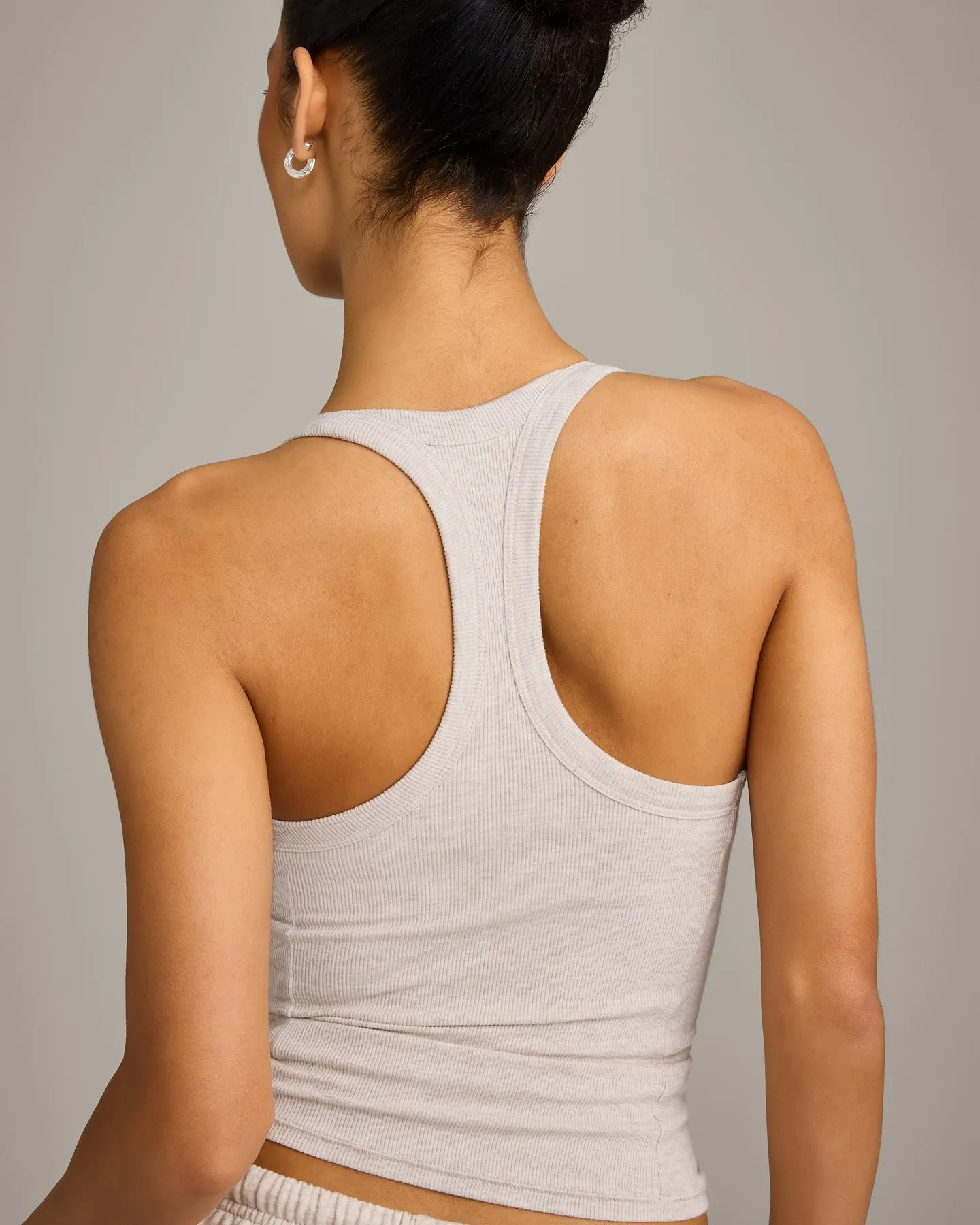 Mellow™ Rib Racer Back Vest with Built in Bra Shelf | Oat Marl sold by Oner Active product image thumbnail 4