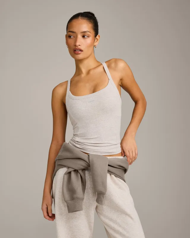 Mellow™ Rib Racer Back Vest with Built in Bra Shelf | Oat Marl made by Oner Active