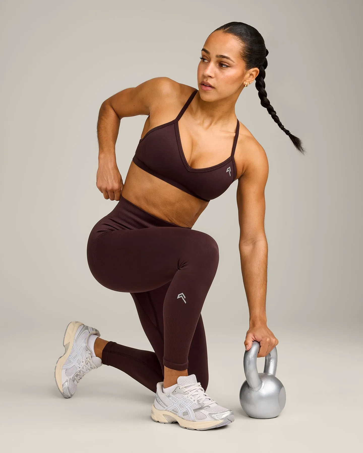 EnhanceLift™ Seamless Leggings with Grey Logo | Plum Brown sold by Oner Active product image thumbnail 2