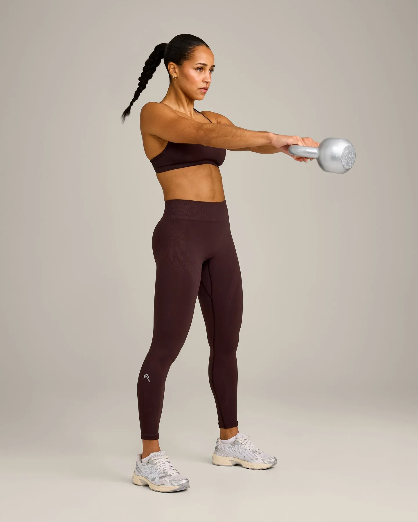 EnhanceLift™ Seamless Leggings with Grey Logo | Plum Brown sold by Oner Active product image thumbnail 3