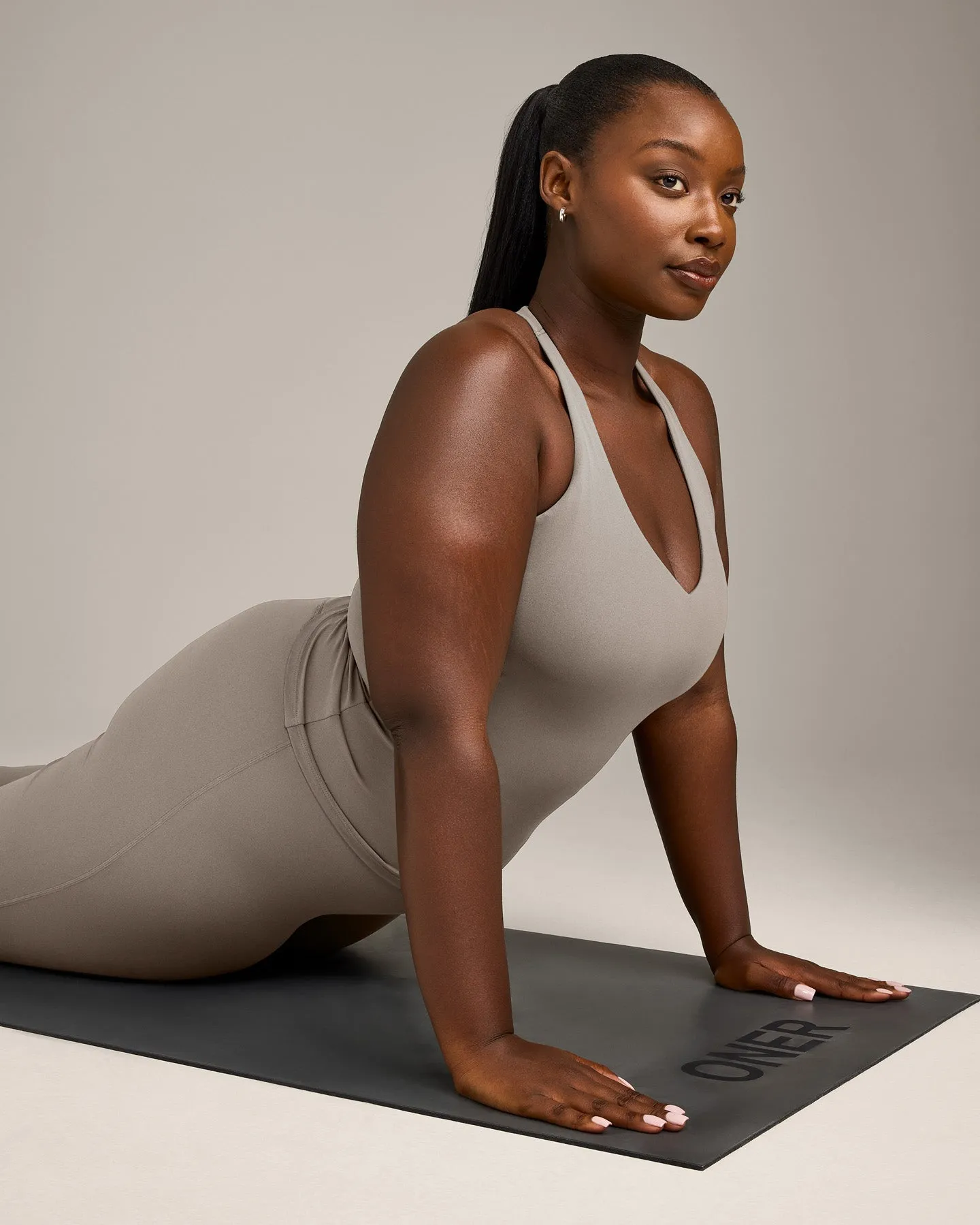 SoftMotion™ Racer Back Vest with Built in Bra Shelf with White Logo | Warm Sand sold by Oner Active product image thumbnail 2