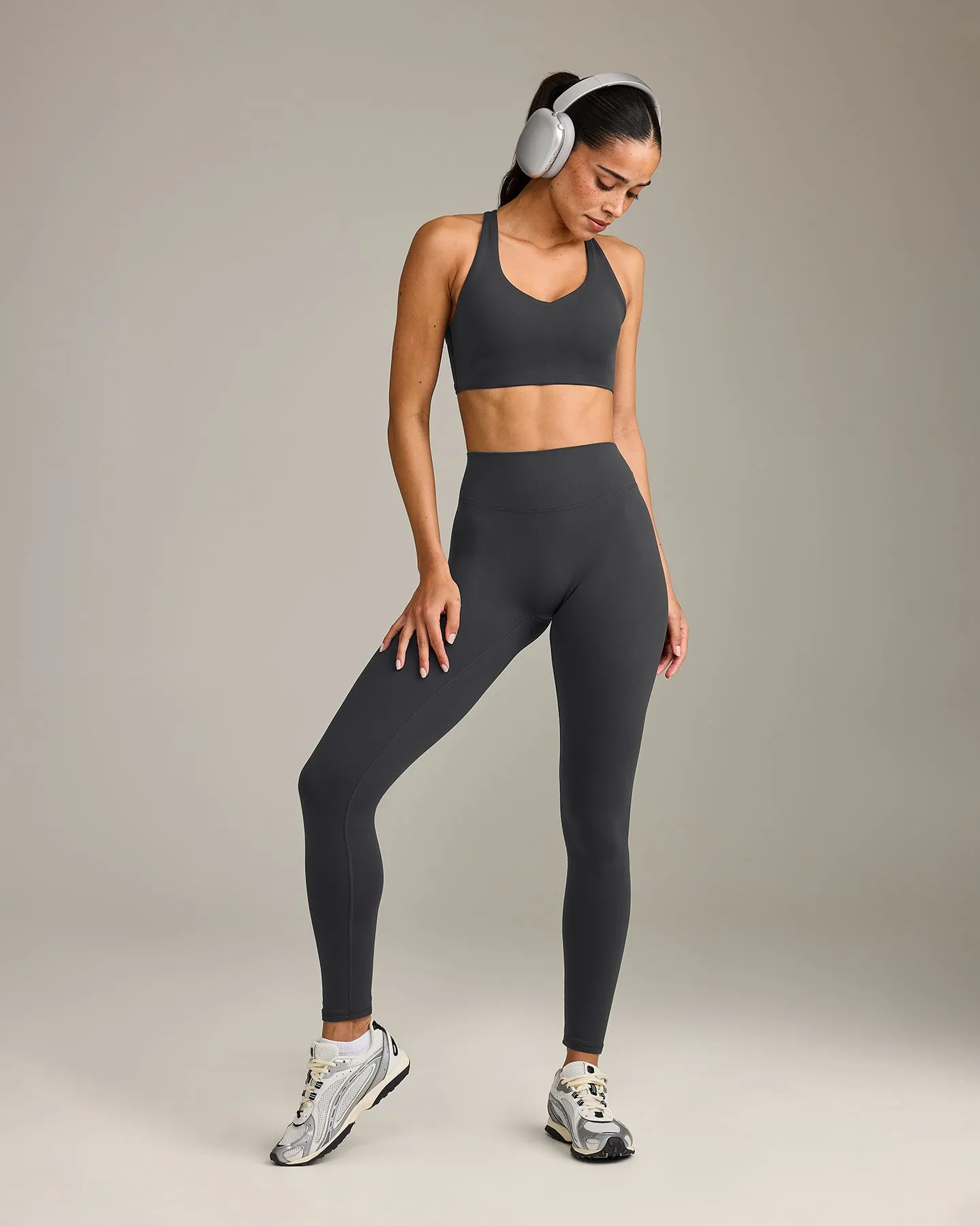 SoftMotion™ High Waisted Leggings with Grey Logo | Coal sold by Oner Active product image thumbnail 3
