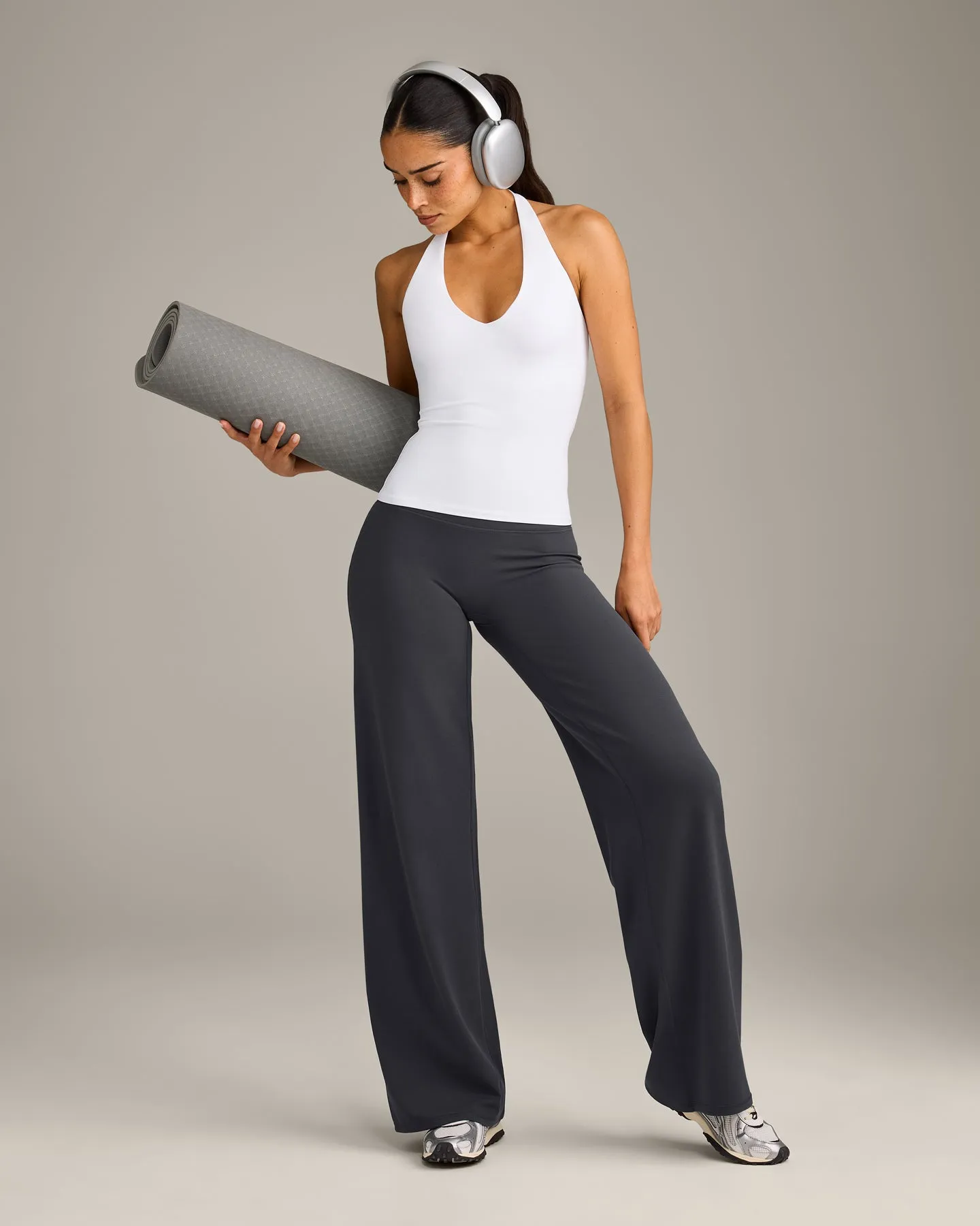 SoftMotion™ Halter Neck Vest with Built in Bra Shelf with Grey Logo | White sold by Oner Active product image thumbnail 3