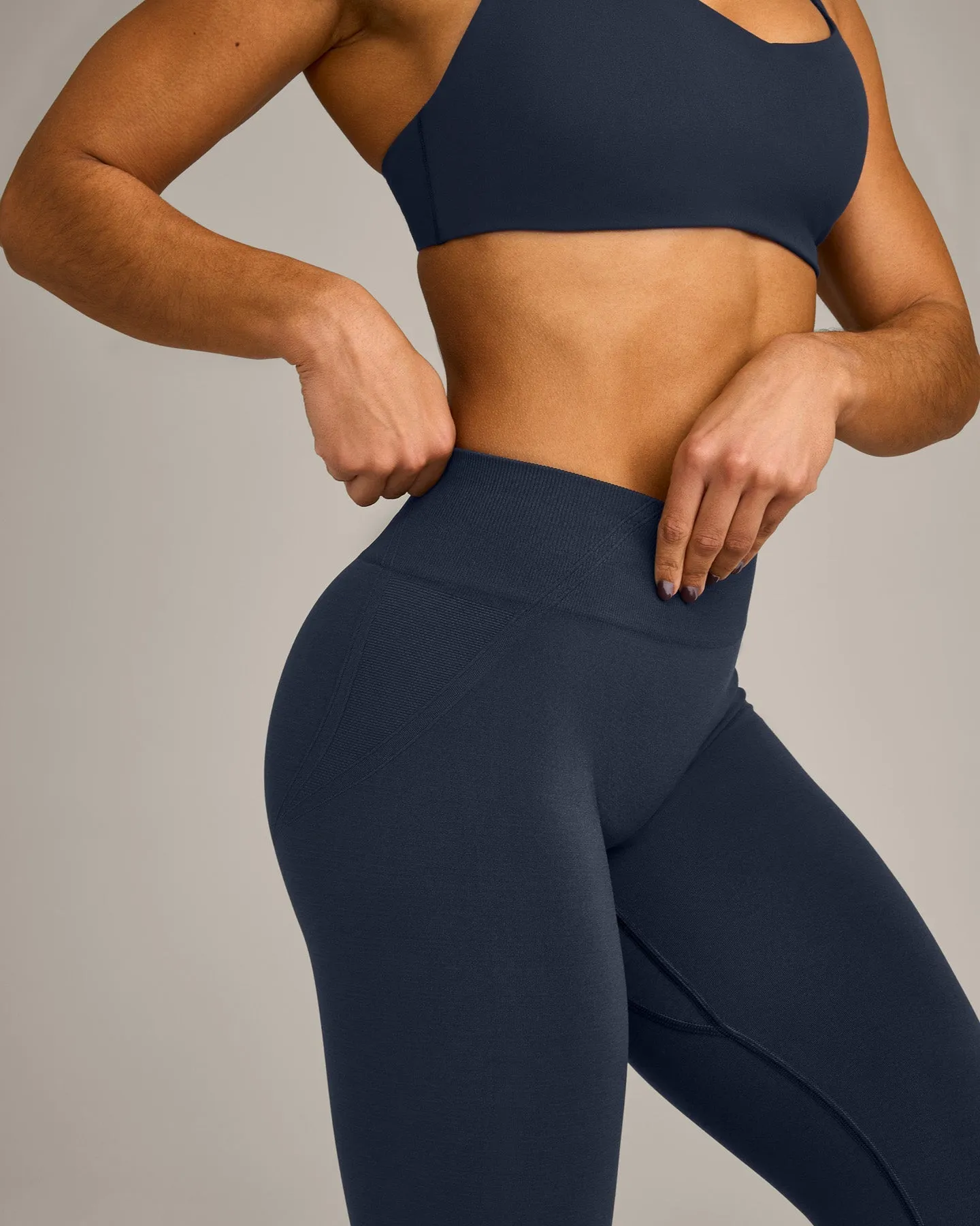 EffortlessLift™ Seamless Mid Rise Leggings with Grey Logo | True Blue sold by Oner Active product image thumbnail 5