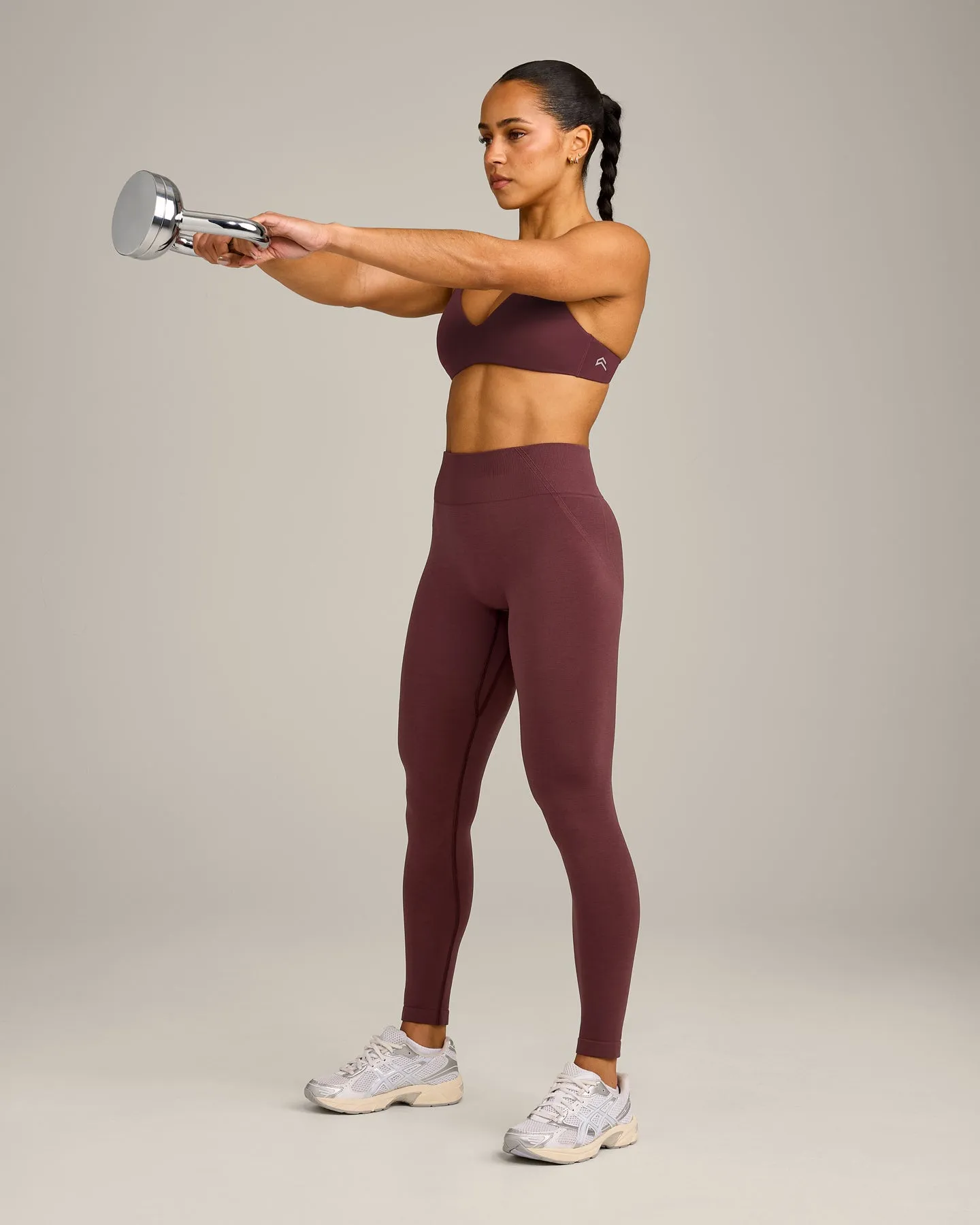EffortlessLift™ Seamless Mid Rise Leggings with Grey Logo | Velvet Mocha sold by Oner Active product image thumbnail 3