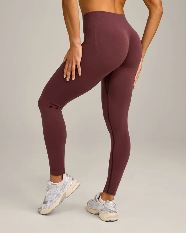EffortlessLift™ Seamless Mid Rise Leggings with Grey Logo | Velvet Mocha made by Oner Active