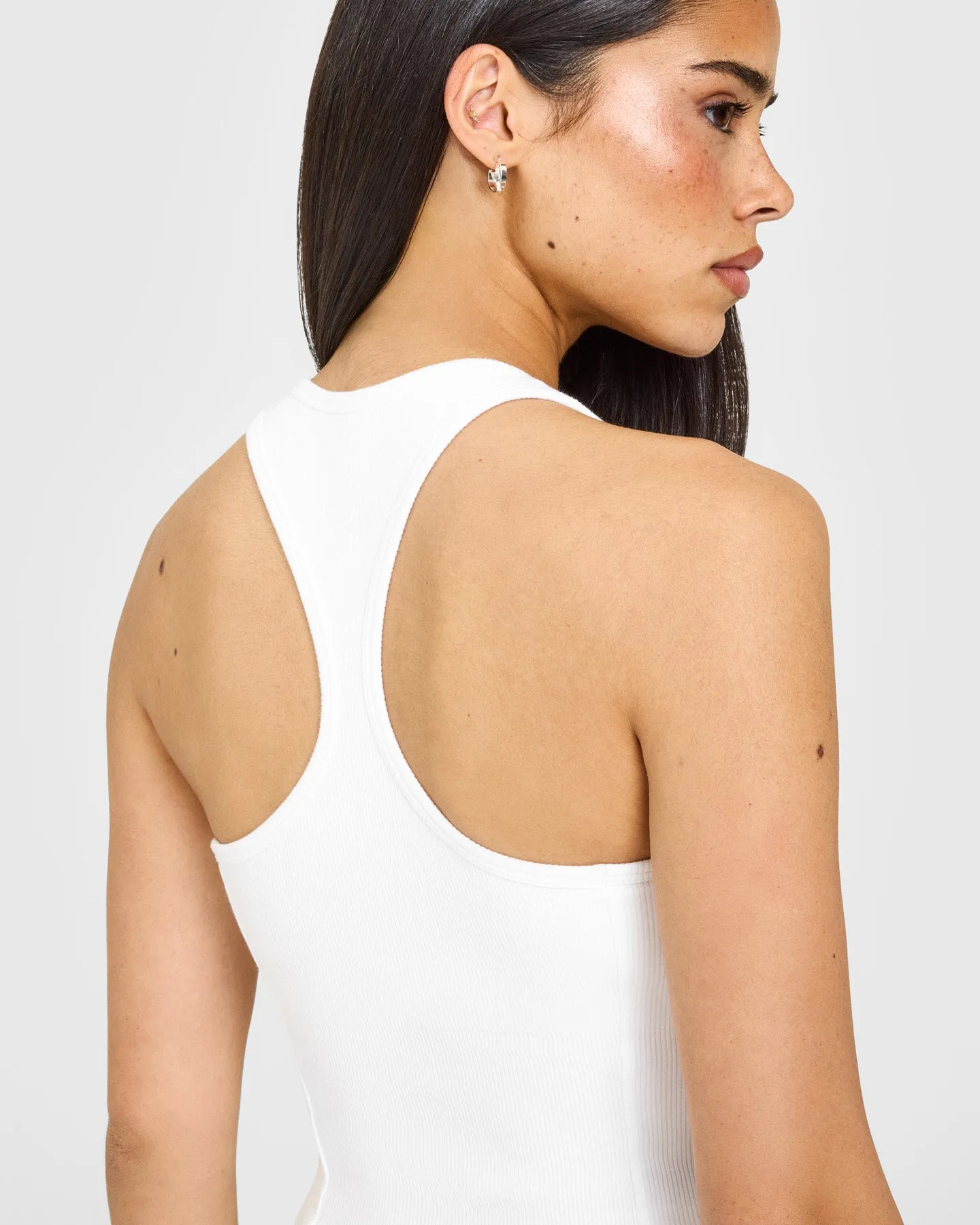 Mellow™ Rib Oner Embroidered Square Neck Vest with Built in Bra Shelf | White sold by Oner Active product image thumbnail 4