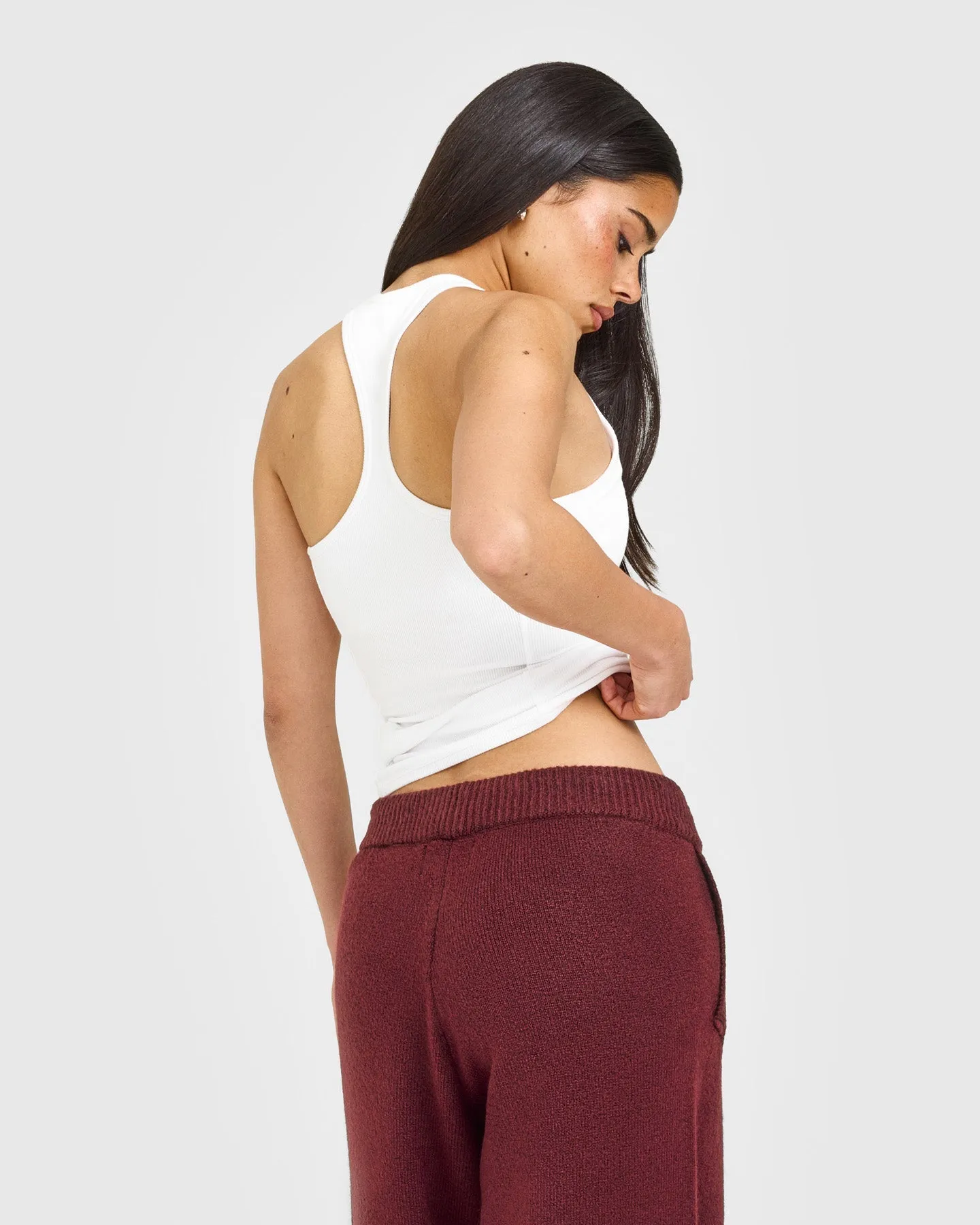 Mellow™ Rib Oner Embroidered Square Neck Vest with Built in Bra Shelf | White sold by Oner Active product image thumbnail 2