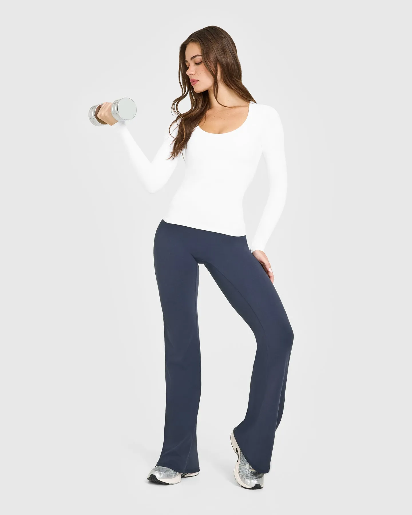 SoftMotion™ Scoop Neck Long Sleeve Top with Built in Bra Shelf | White sold by Oner Active product image thumbnail 3