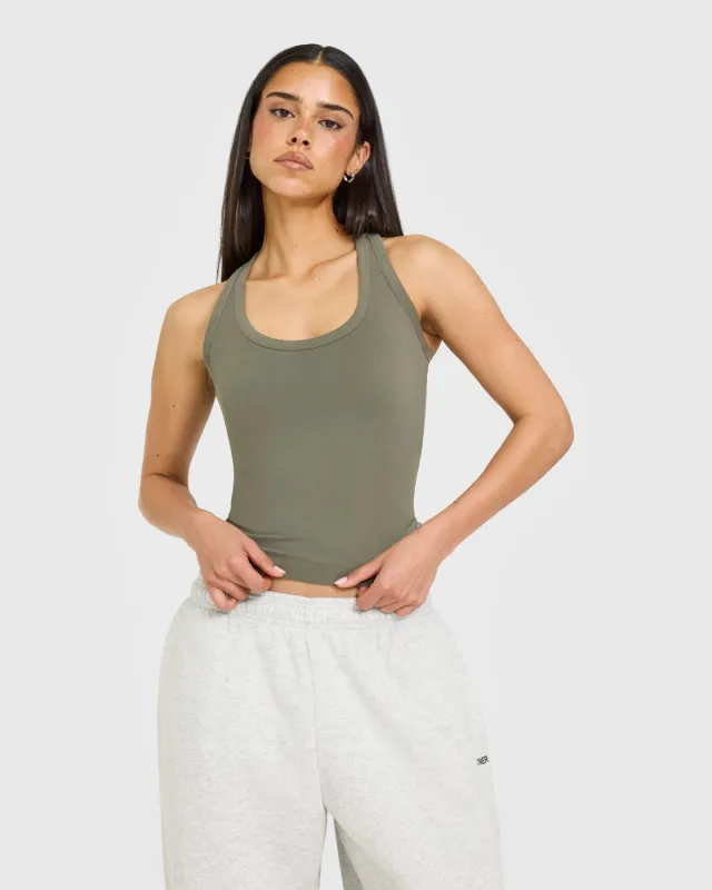 Cotton Fitted Vest with Grey Logo | Alpine Green made by Oner Active