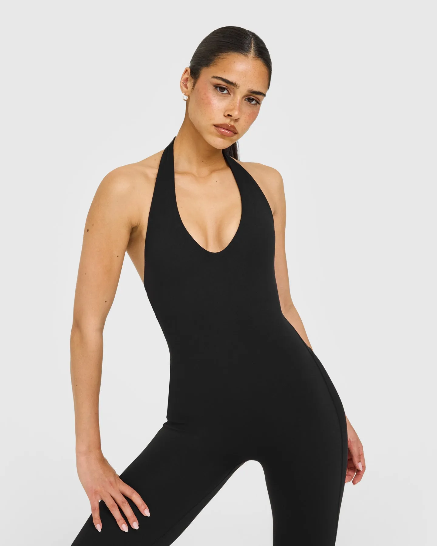 SoftMotion™ Halter Neck All In One Long with White Logo | Black sold by Oner Active product image thumbnail 5