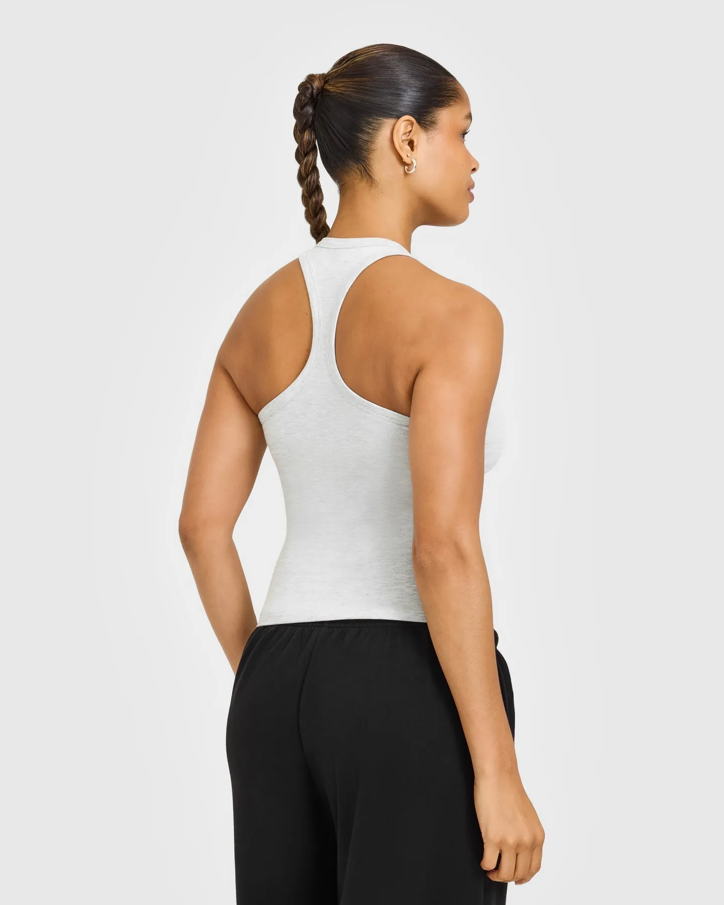 Cotton Fitted Vest with Grey Logo | Light Grey Marl sold by Oner Active product image thumbnail 4