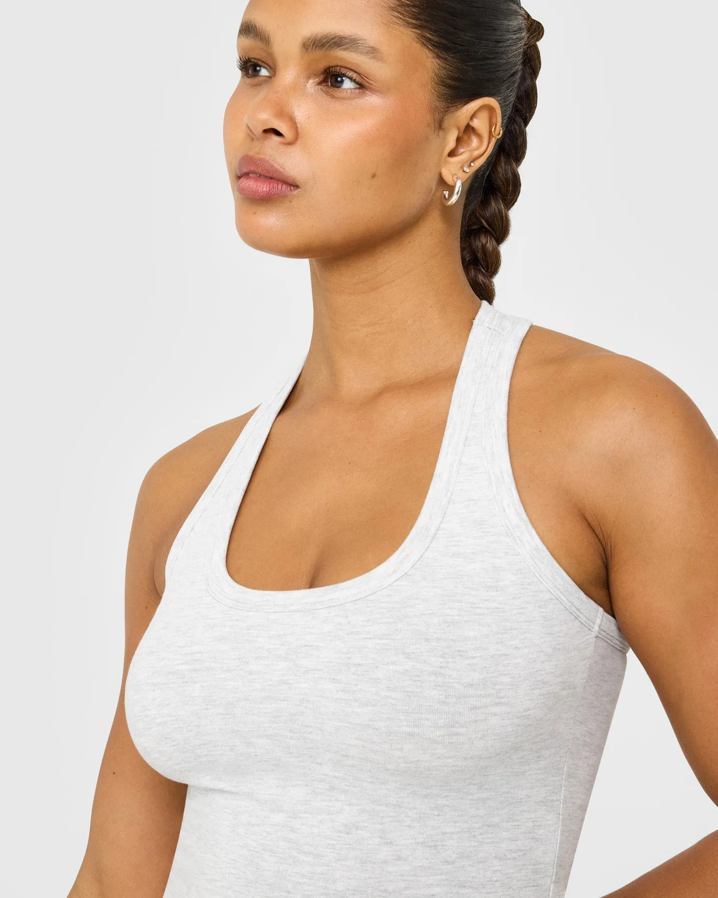 Cotton Fitted Vest with Grey Logo | Light Grey Marl sold by Oner Active product image thumbnail 2