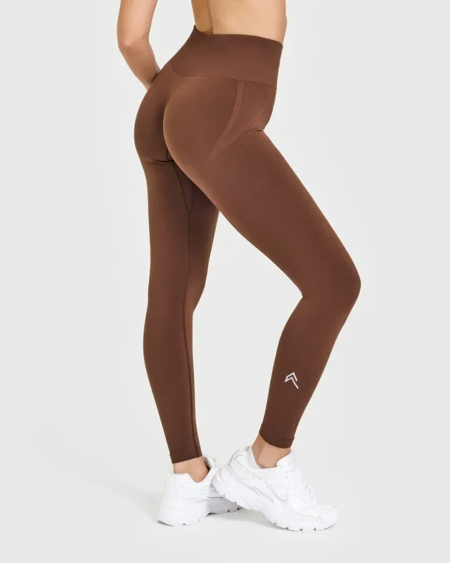 EffortlessLift™ Seamless Leggings with White Logo | Rustic Brown made by Oner Active