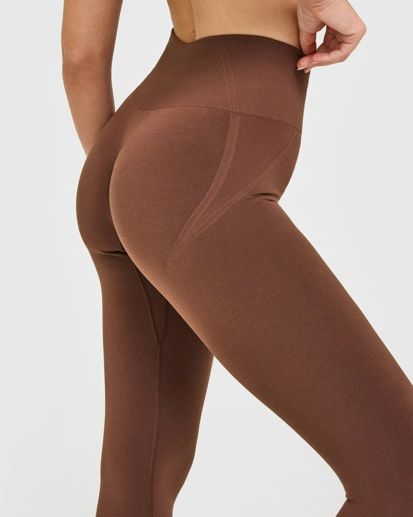 EffortlessLift™ Seamless Leggings with White Logo | Rustic Brown sold by Oner Active product image thumbnail 4