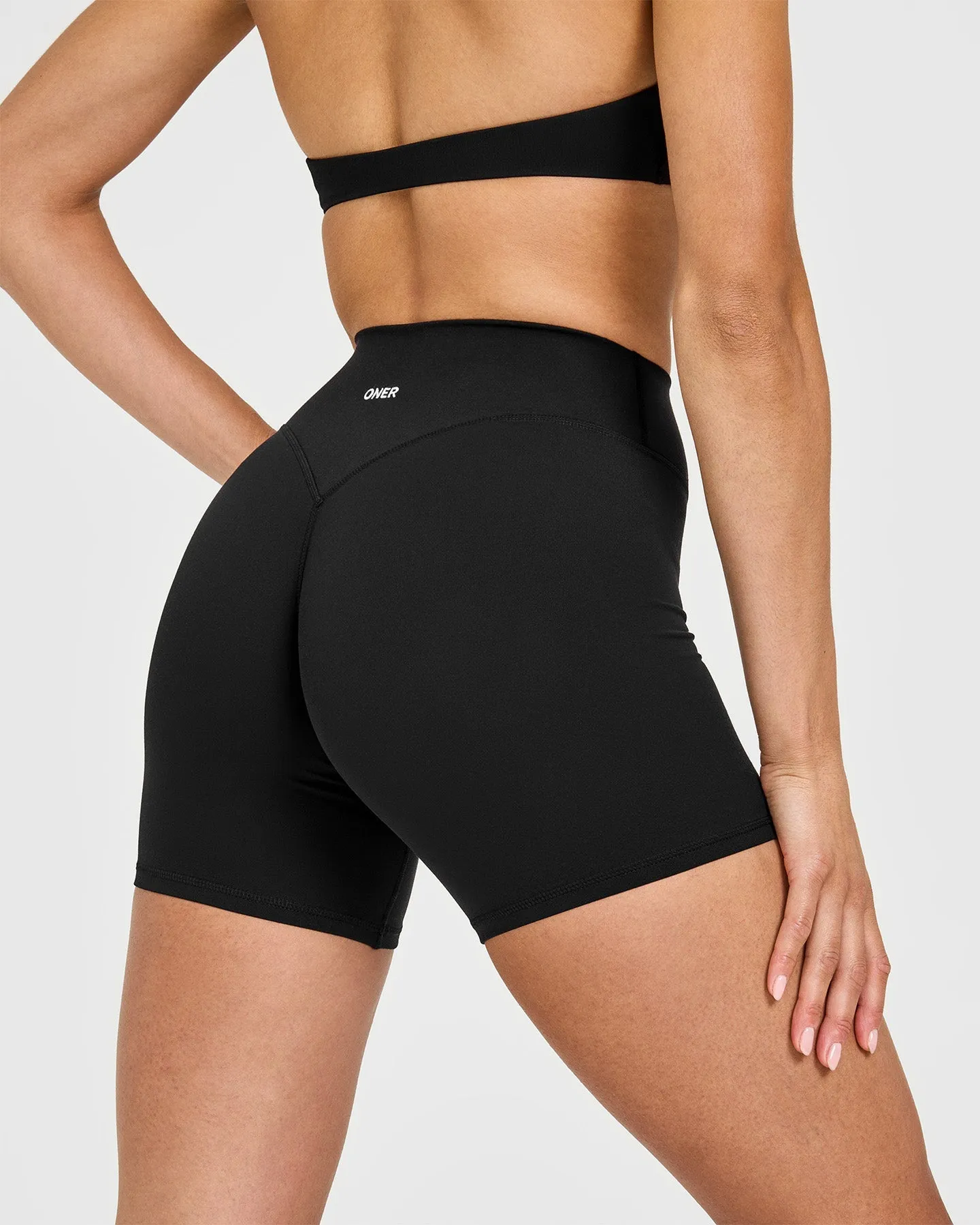 SoftMotion™ High Waisted Shorts 6" with White Logo | Black sold by Oner Active product image thumbnail 4