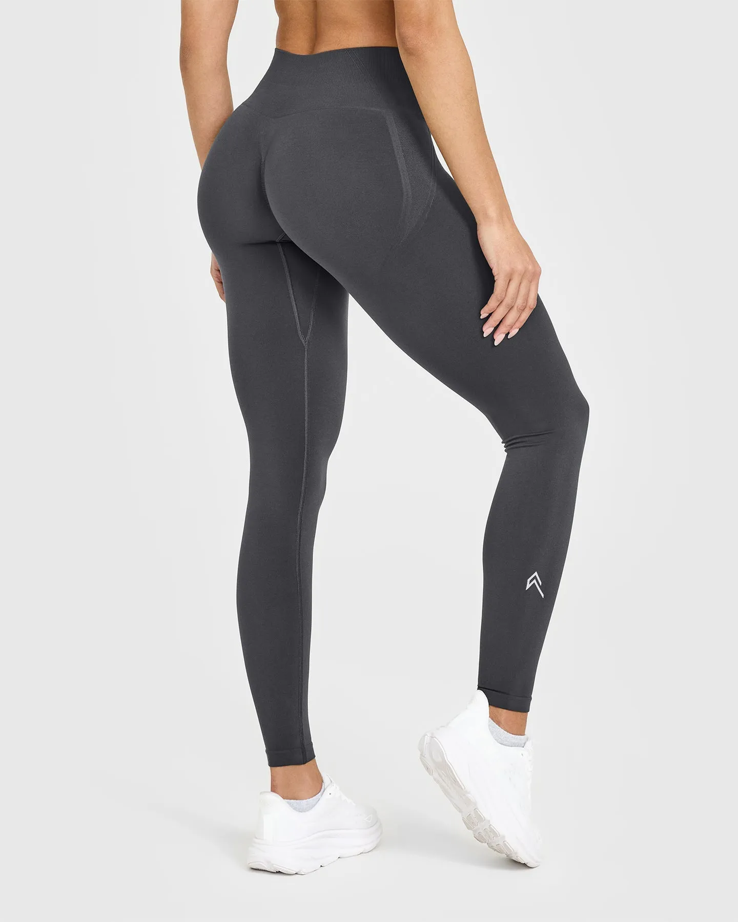 EffortlessLift™ Seamless Leggings with White Logo | Coal sold by Oner Active