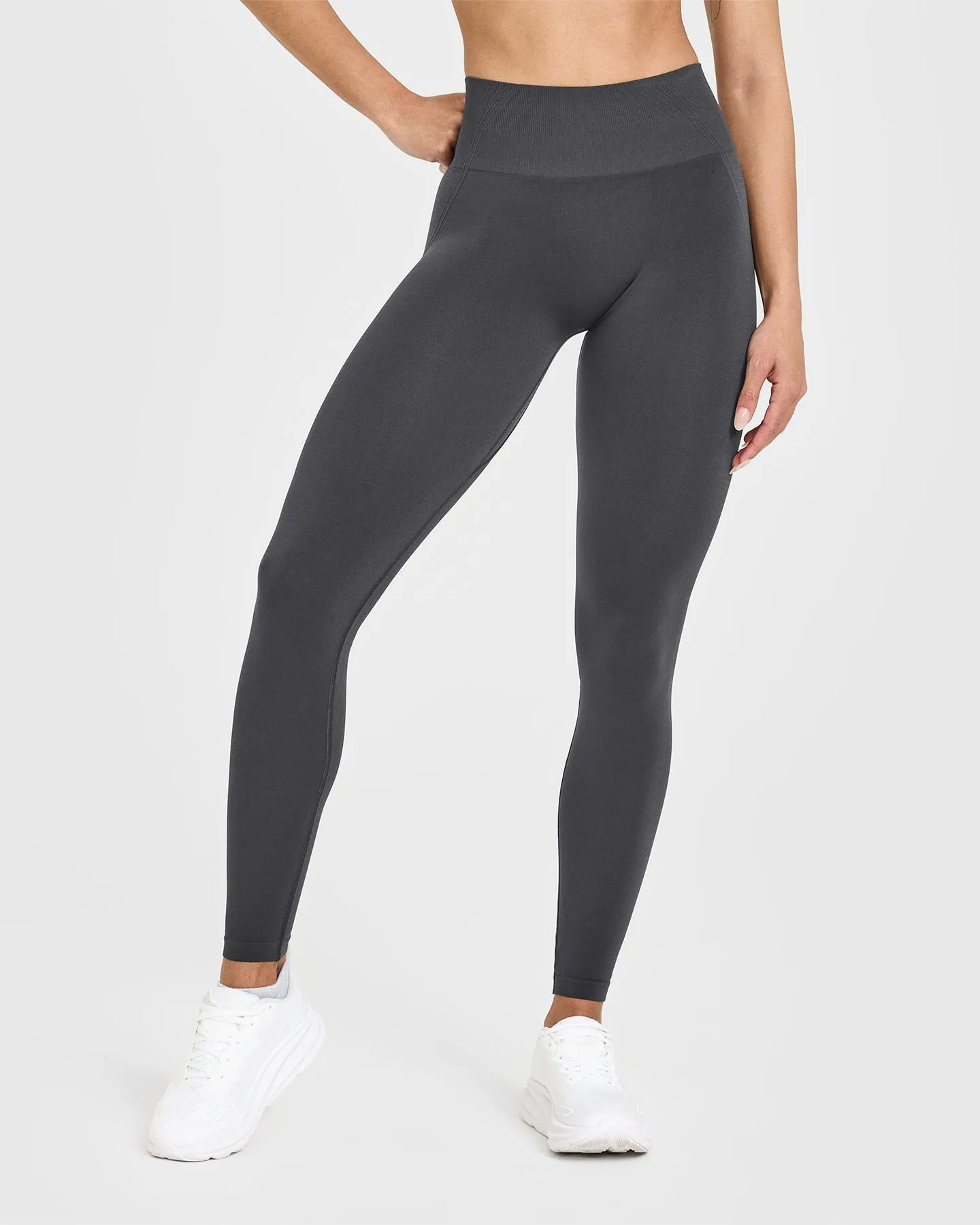 EffortlessLift™ Seamless Leggings with White Logo | Coal sold by Oner Active product image thumbnail 2