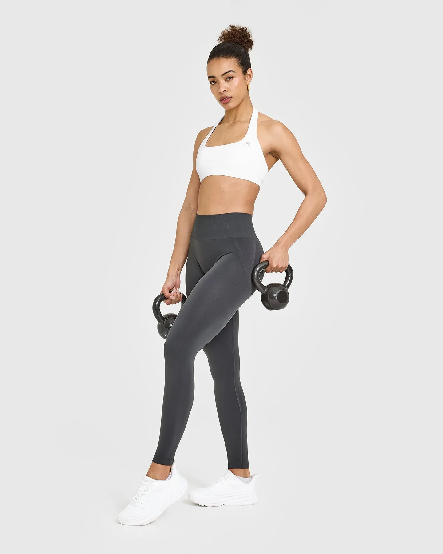 EffortlessLift™ Seamless Leggings with White Logo | Coal sold by Oner Active product image thumbnail 3