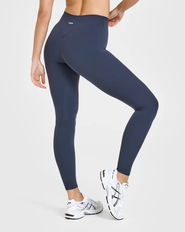SoftMotion™ Leggings with White Logo | True Blue made by Oner Active